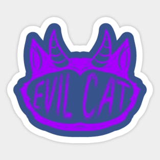 Evil Cat Logo With Horns For Halloween Sticker